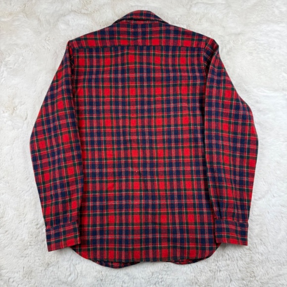 Appalachian Trail Vintage Wool Blend Flannel Plaid Button Up Shirt Red Men's XS - Picture 6 of 6